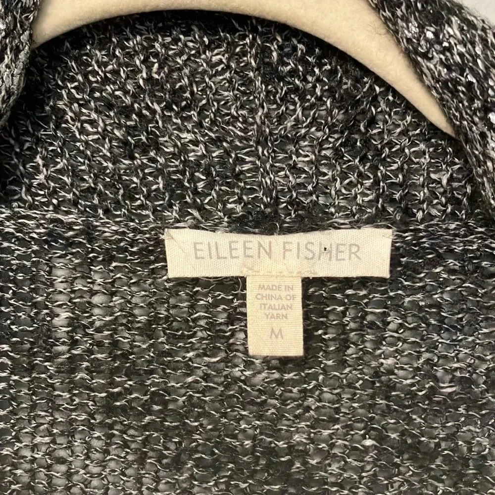 Eileen Fisher linen blend metallic open cardigan - Picture 2 of 4